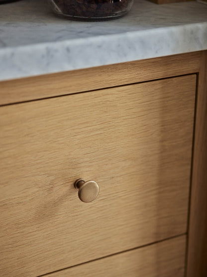 Flattened Knob, Antique Brass