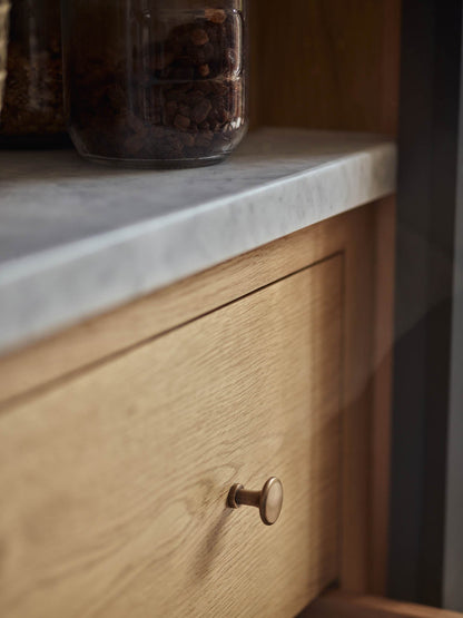 Flattened Knob, Antique Brass